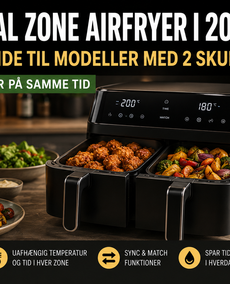 Bedste dual zone airfryer i 2026: Den store guide til modeller med 2 skuffer